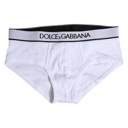 White Cotton Stretch Regular Brief Underwear-Dolce & Gabbana-LabelTerrace.com