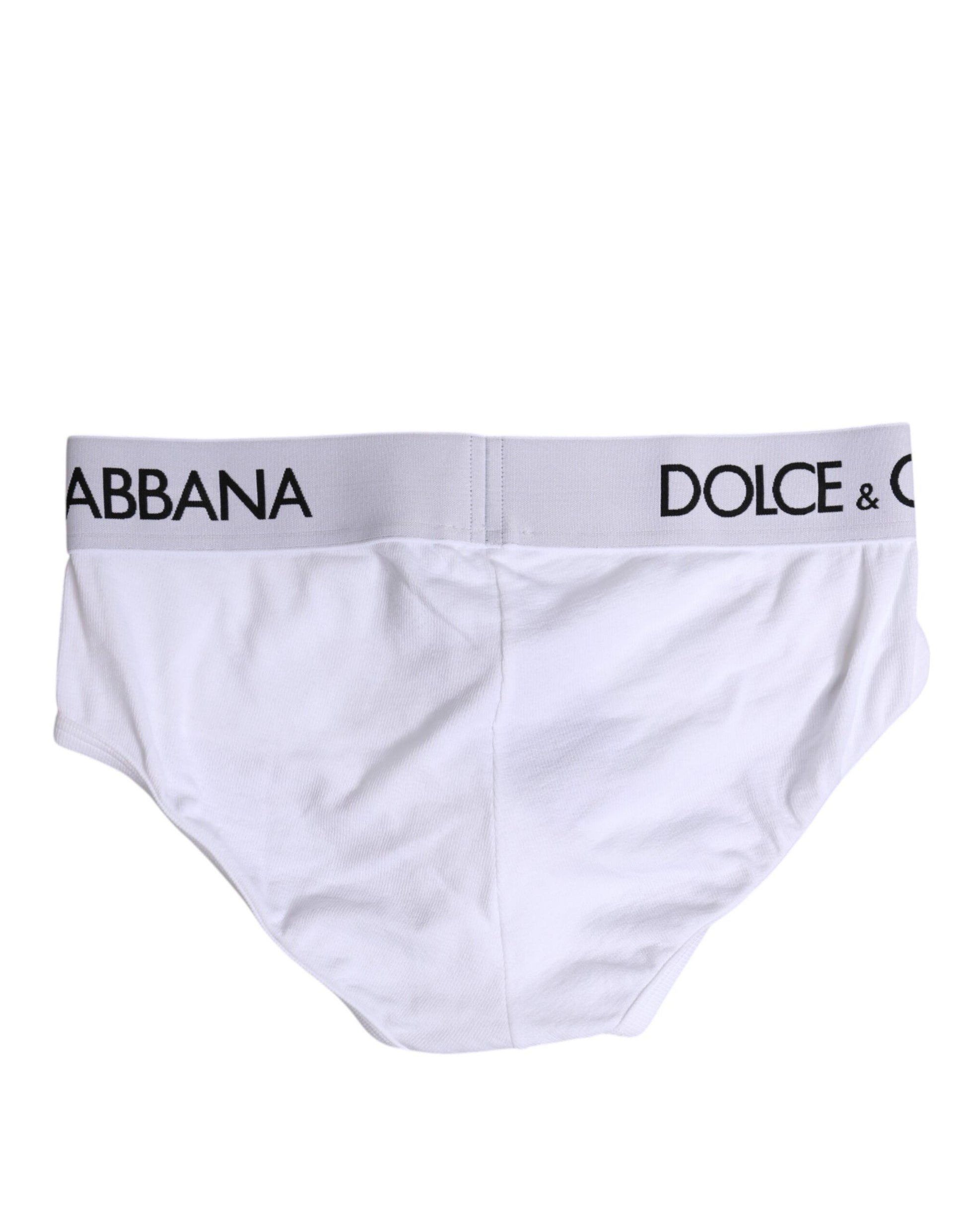 White Cotton Stretch Regular Brief Underwear-Dolce & Gabbana-LabelTerrace.com
