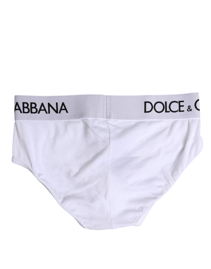 White Cotton Stretch Regular Brief Underwear-Dolce & Gabbana-LabelTerrace.com