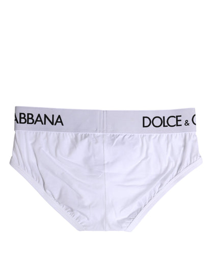 White Cotton Stretch Regular Brief Underwear-Dolce & Gabbana-LabelTerrace.com