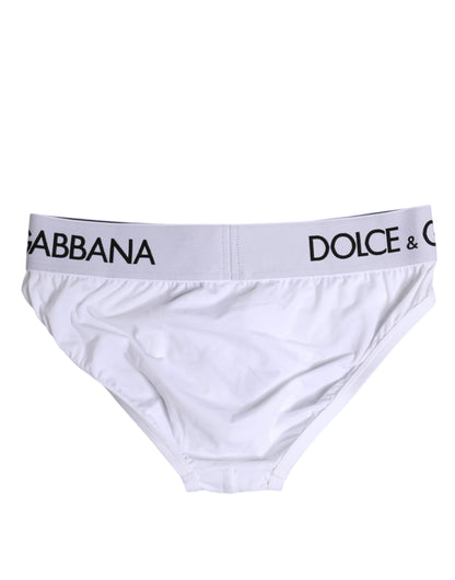 White Cotton Stretch Regular Brief Underwear-Dolce & Gabbana-LabelTerrace.com