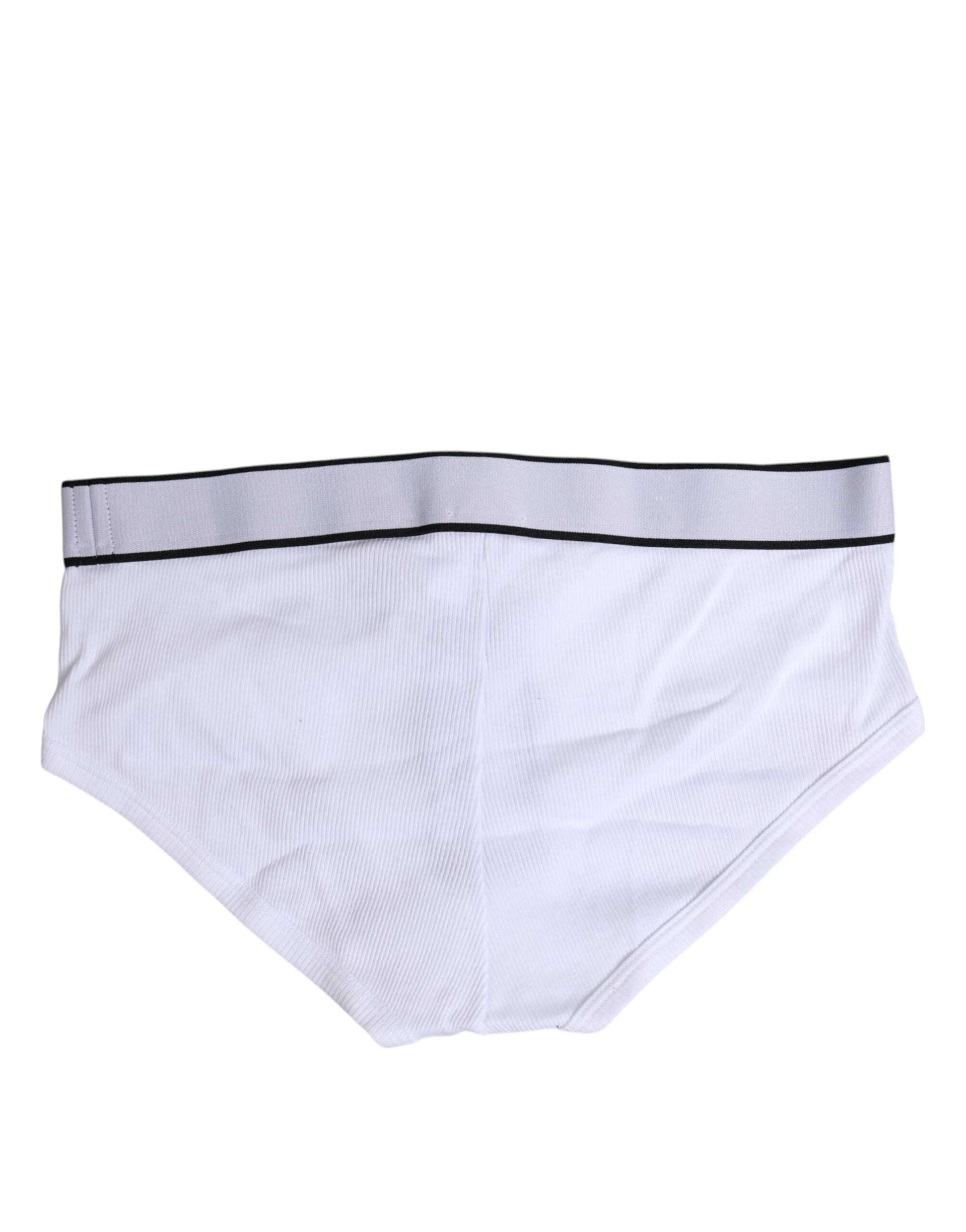 White Cotton Stretch Regular Brief Underwear-Dolce & Gabbana-LabelTerrace.com
