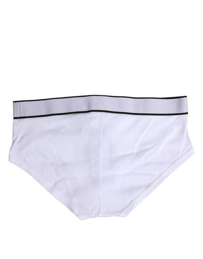White Cotton Stretch Regular Brief Underwear-Dolce & Gabbana-LabelTerrace.com