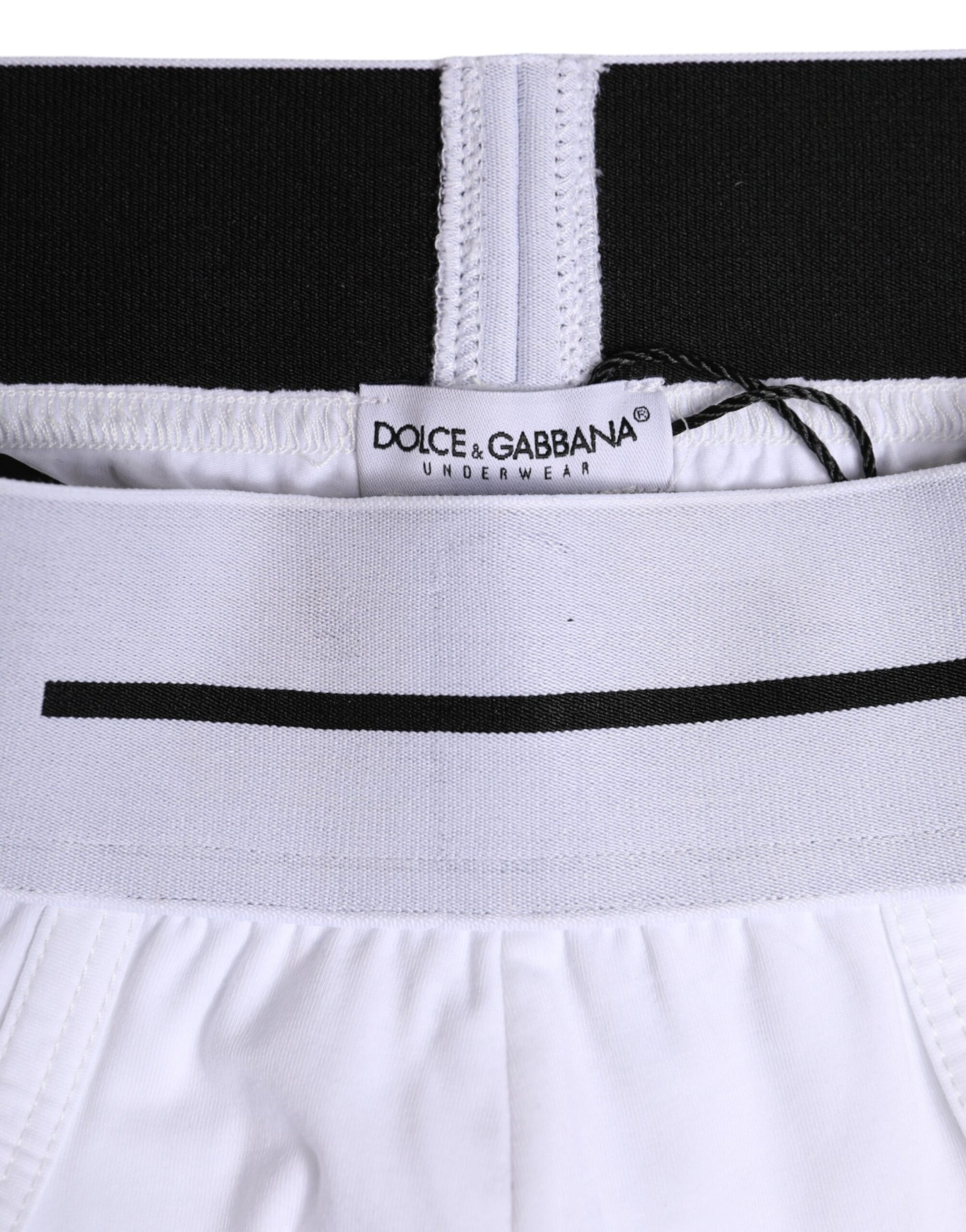 White Cotton Stretch Regular Brief Underwear-Dolce & Gabbana-LabelTerrace.com