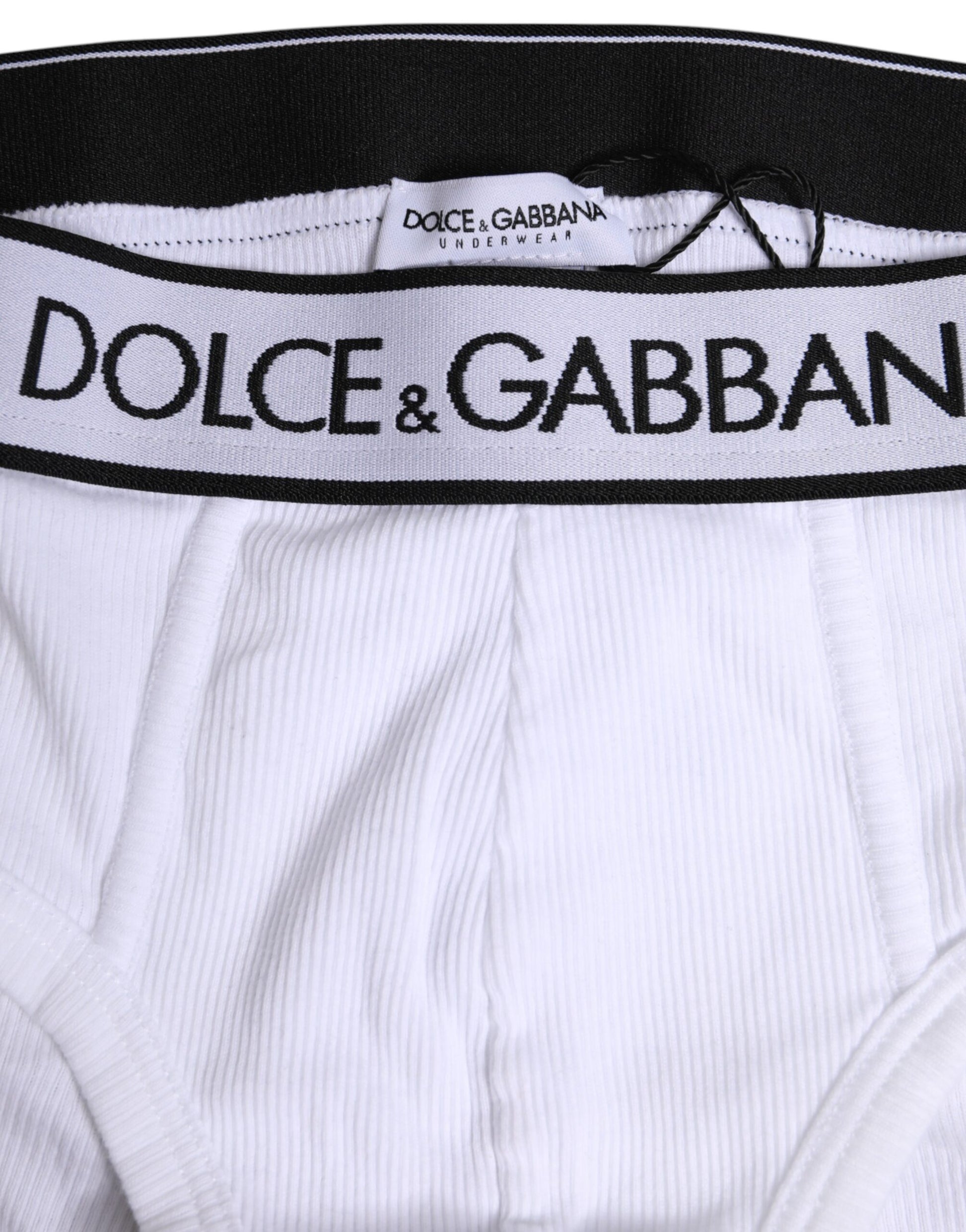 White Cotton Stretch Regular Brief Underwear-Dolce & Gabbana-LabelTerrace.com