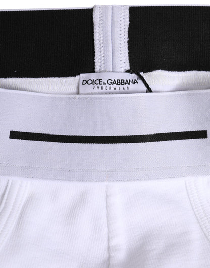 White Cotton Stretch Regular Brief Underwear-Dolce & Gabbana-LabelTerrace.com