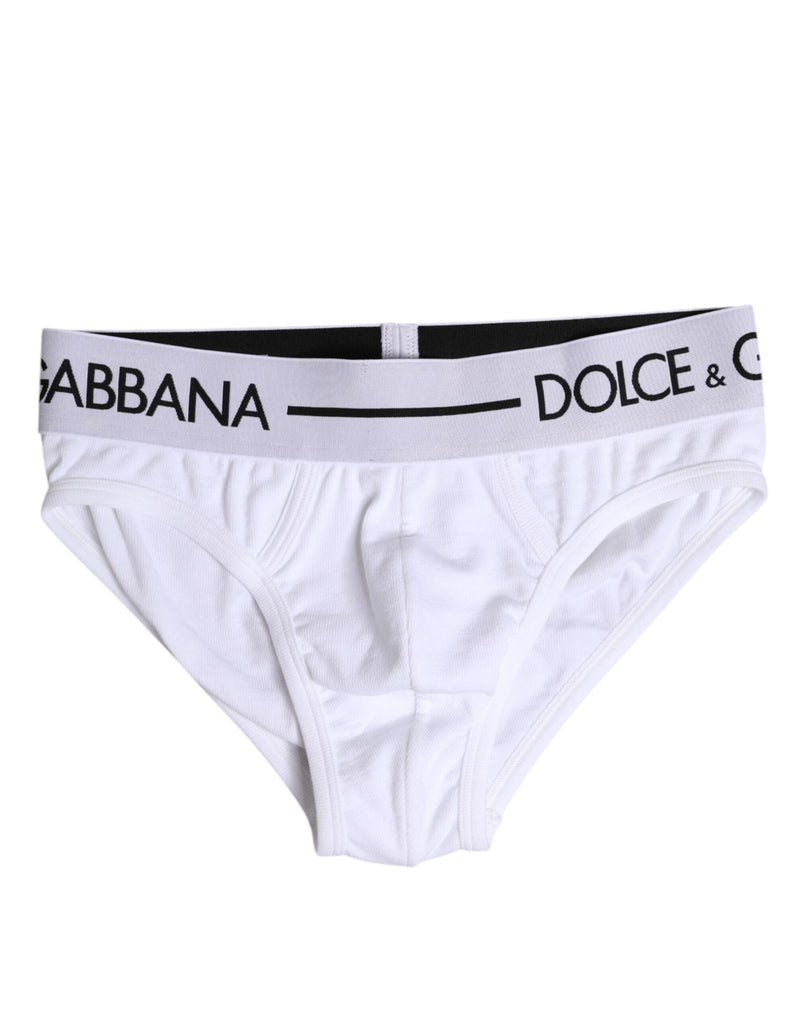 White Cotton Stretch Regular Brief Underwear-Dolce & Gabbana-LabelTerrace.com
