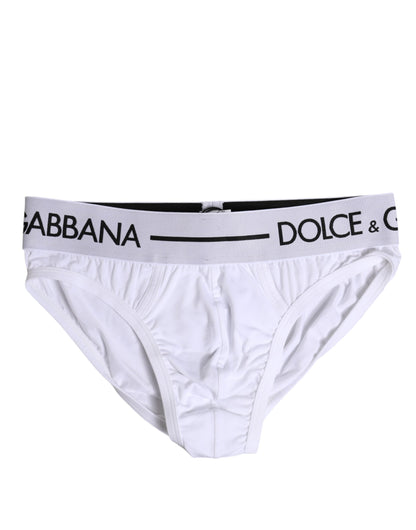 White Cotton Stretch Regular Brief Underwear-Dolce & Gabbana-LabelTerrace.com