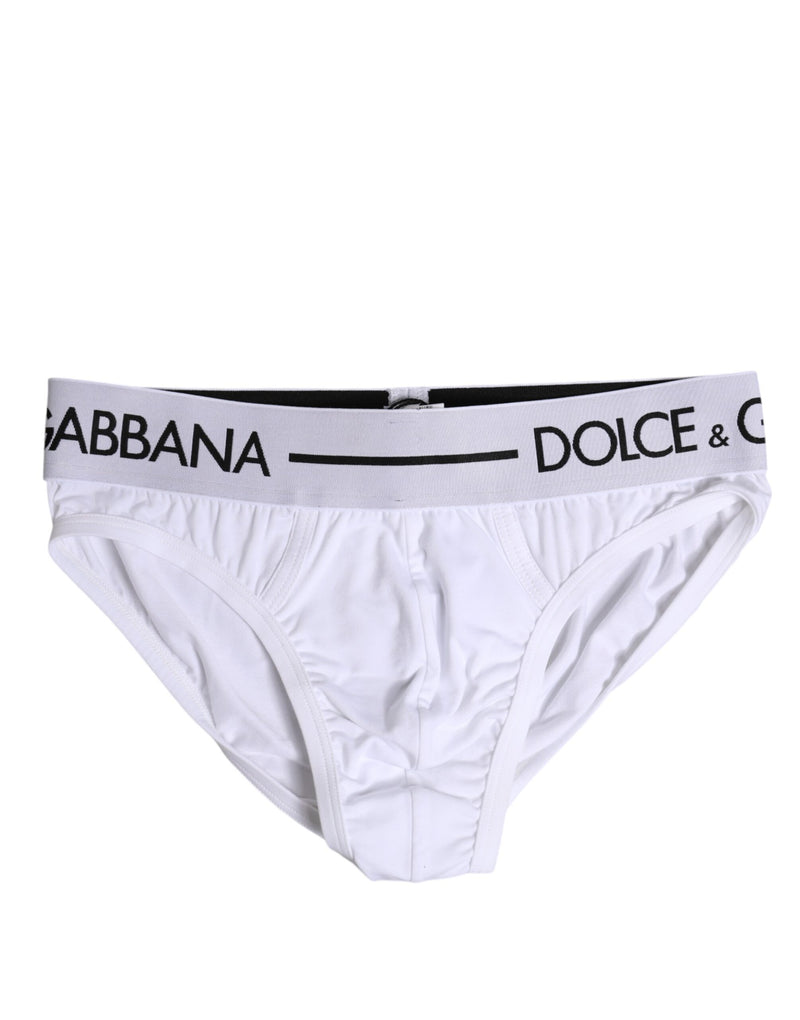 White Cotton Stretch Regular Brief Underwear-Dolce & Gabbana-LabelTerrace.com
