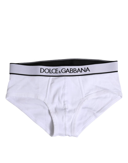 White Cotton Stretch Regular Brief Underwear-Dolce & Gabbana-LabelTerrace.com