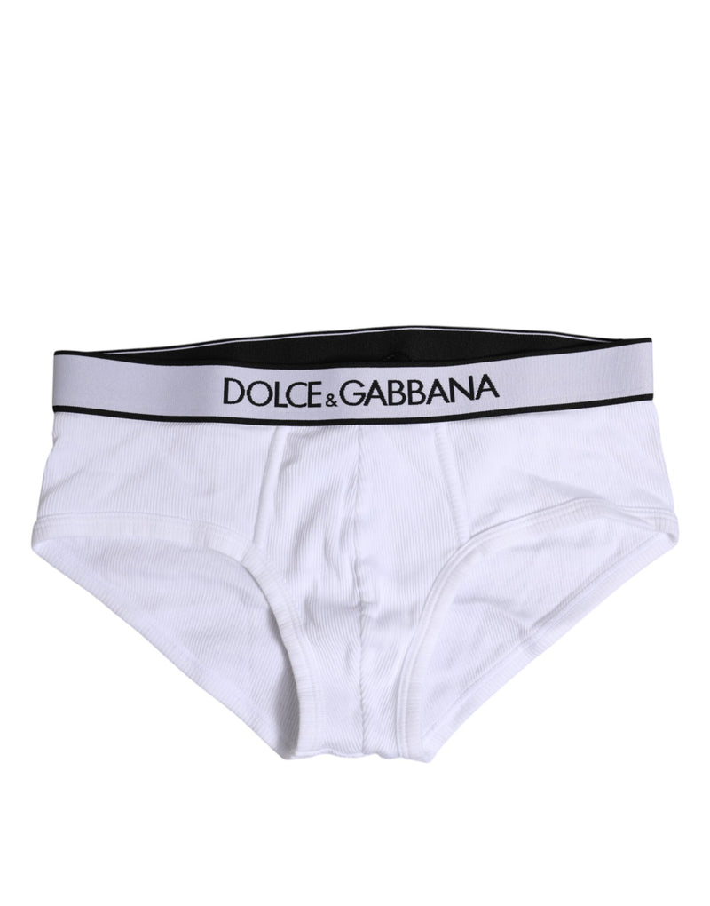 White Cotton Stretch Regular Brief Underwear-Dolce & Gabbana-LabelTerrace.com