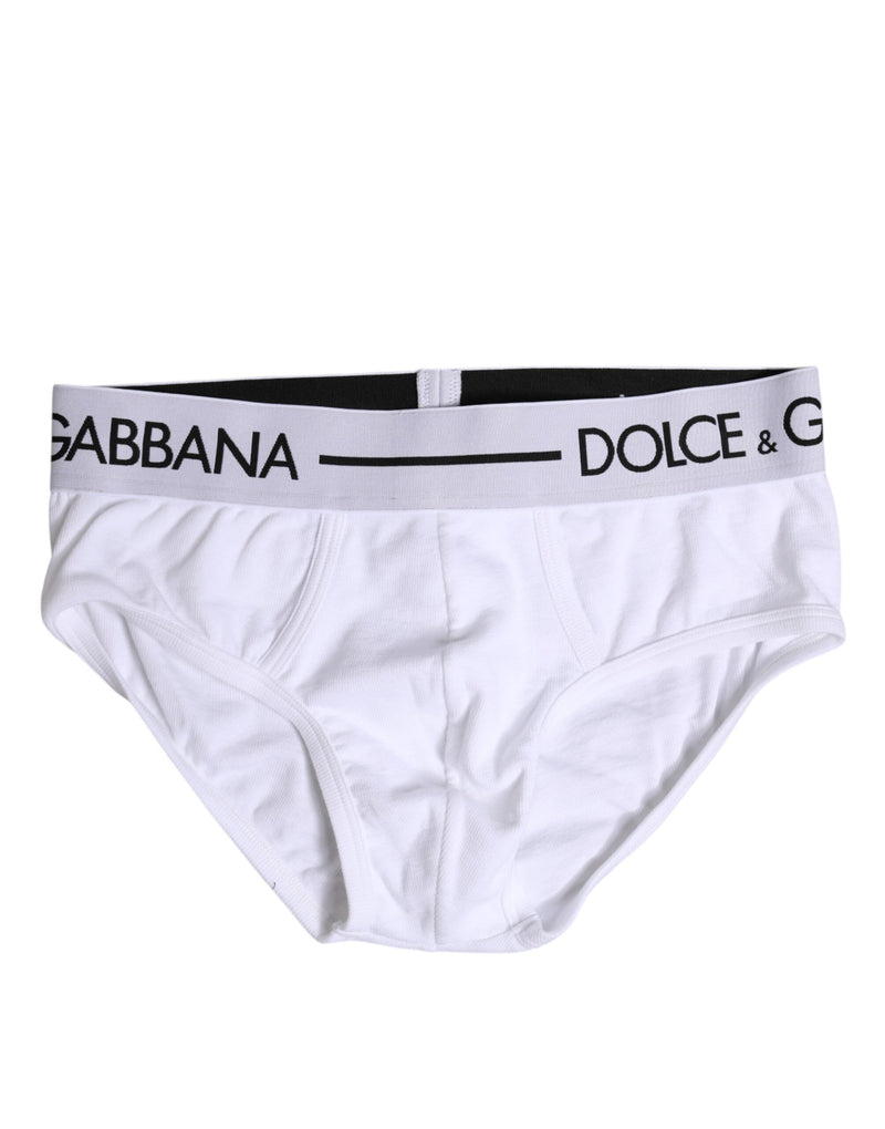 White Cotton Stretch Regular Brief Underwear-Dolce & Gabbana-LabelTerrace.com