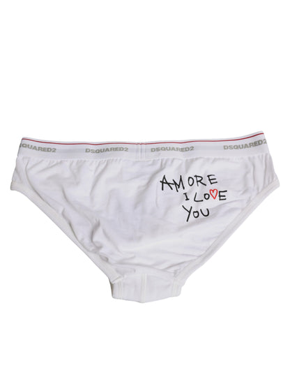 White Cotton Stretch Women Mid Waist Panty Underwear-Dsquared²-LabelTerrace.com