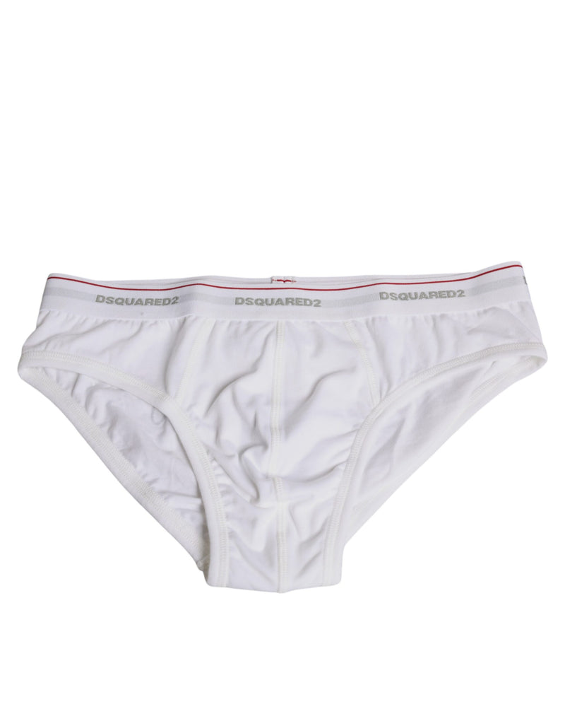 White Cotton Stretch Women Mid Waist Panty Underwear-Dsquared²-LabelTerrace.com