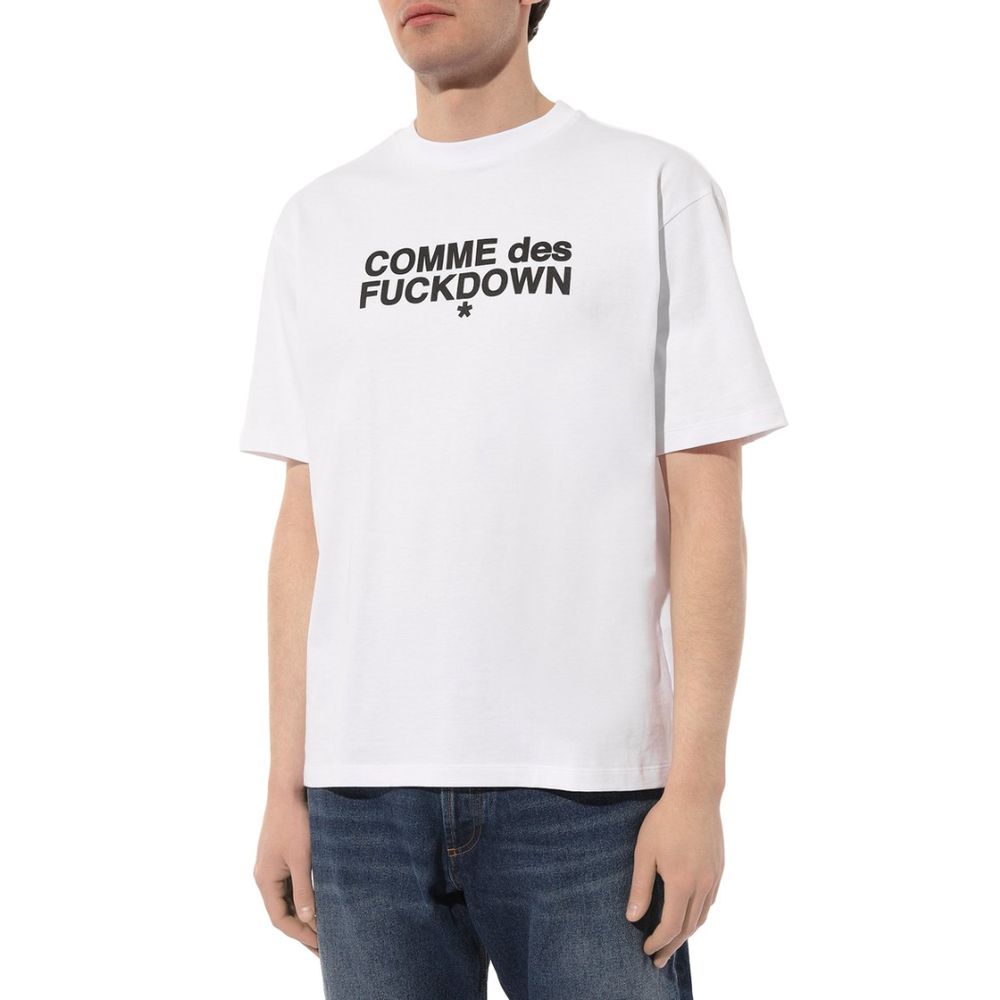 White Cotton T-Shirt-Comme Des Fuckdown-LabelTerrace.com