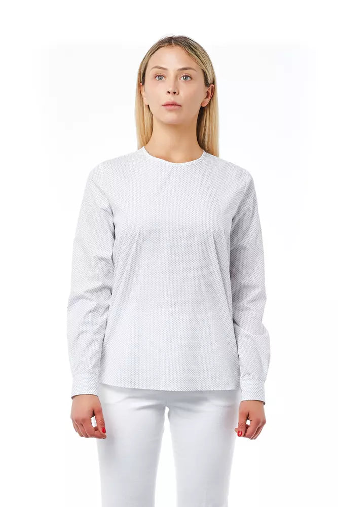White Cotton Women Blouse-Bagutta-LabelTerrace.com