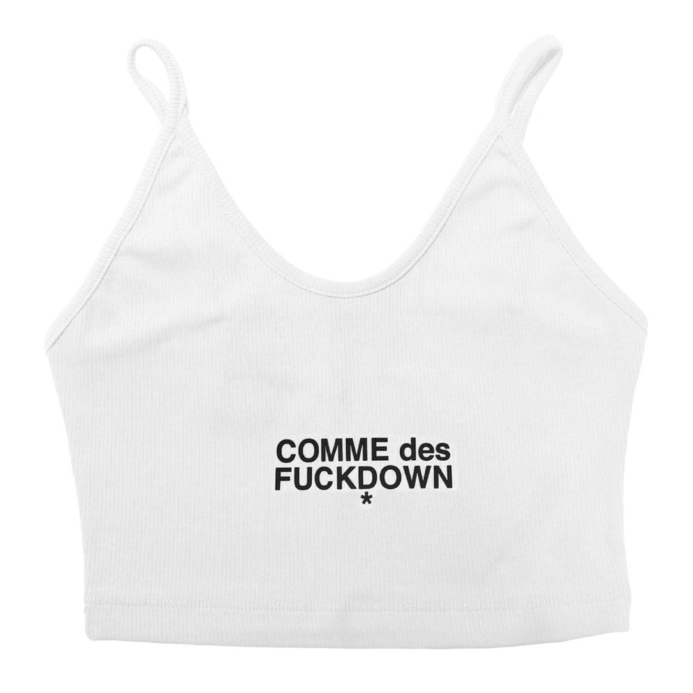 White Cotton Women Crop Top-Comme Des Fuckdown-LabelTerrace.com