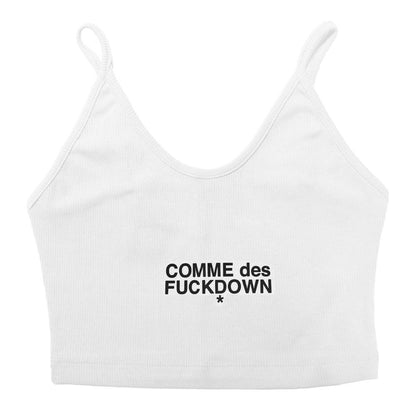 White Cotton Women Crop Top-Comme Des Fuckdown-LabelTerrace.com