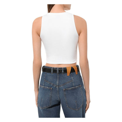 White Cotton Women Cropped T-Shirt-Comme Des Fuckdown-LabelTerrace.com