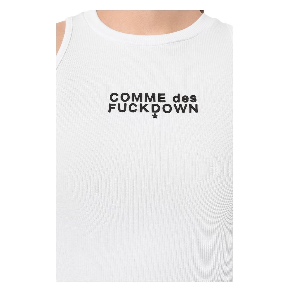 White Cotton Women Cropped T-Shirt-Comme Des Fuckdown-LabelTerrace.com