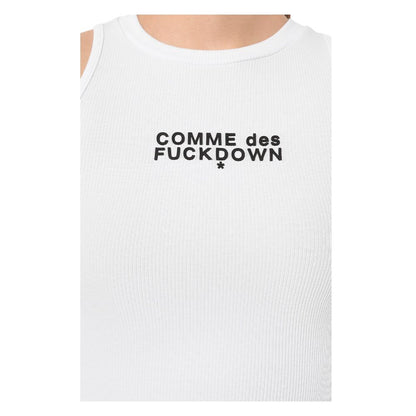 White Cotton Women Cropped T-Shirt-Comme Des Fuckdown-LabelTerrace.com
