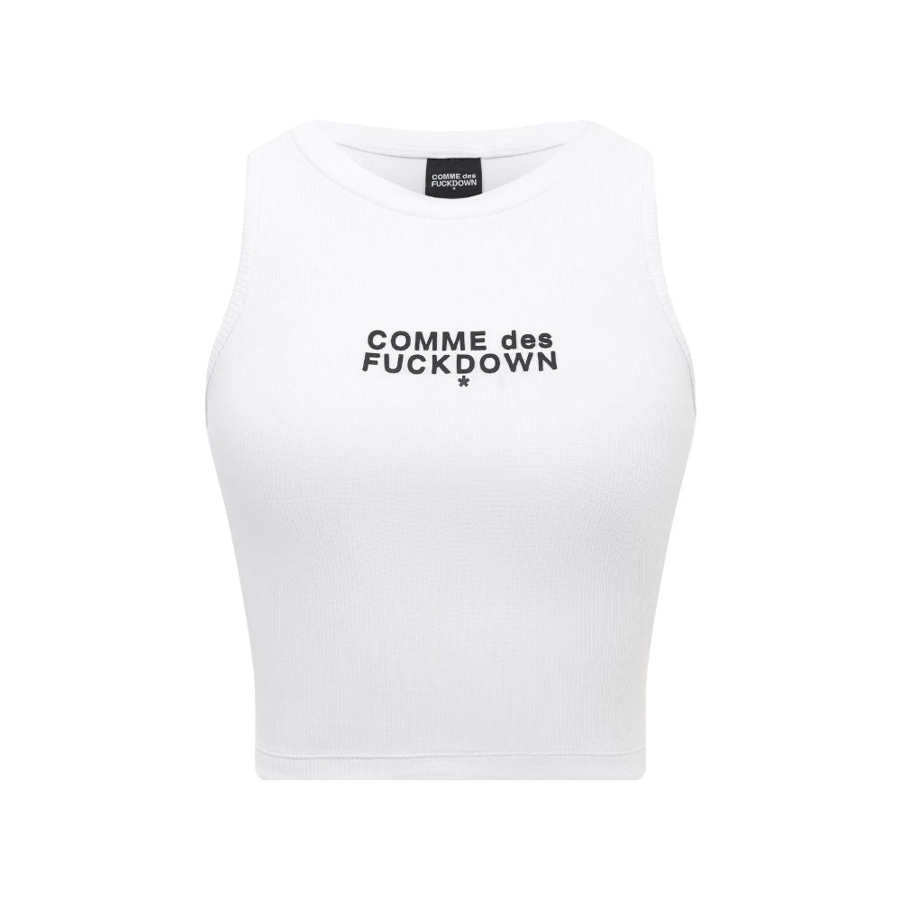 White Cotton Women Cropped T-Shirt-Comme Des Fuckdown-LabelTerrace.com