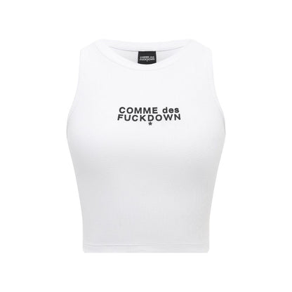 White Cotton Women Cropped T-Shirt-Comme Des Fuckdown-LabelTerrace.com