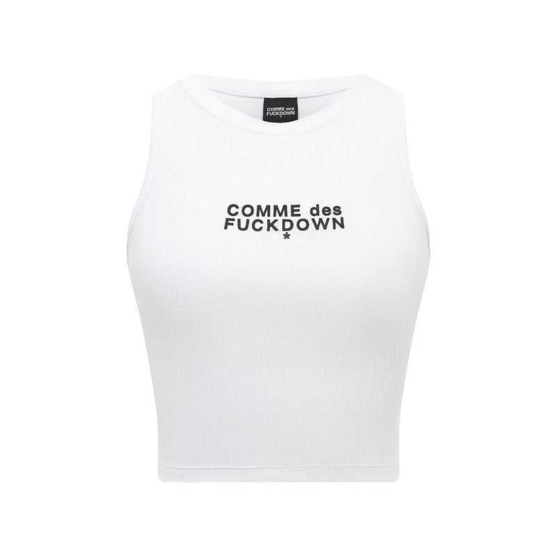 White Cotton Women Cropped T-Shirt-Comme Des Fuckdown-LabelTerrace.com