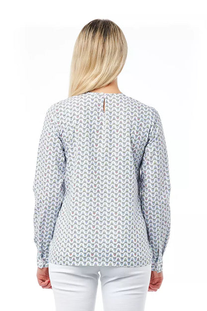 White Cotton Women Shirt with Skull Print Closure Detail-Bagutta-LabelTerrace.com