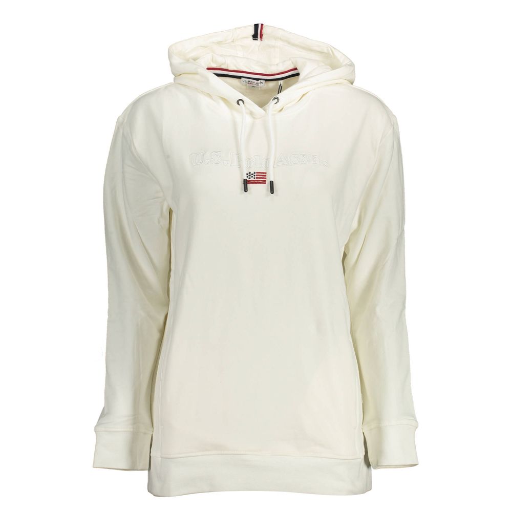 White Cotton Women Sweater with Hood and Pockets-U.S. POLO ASSN.-LabelTerrace.com