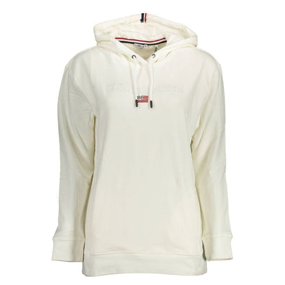 White Cotton Women Sweater with Hood and Pockets-U.S. POLO ASSN.-LabelTerrace.com