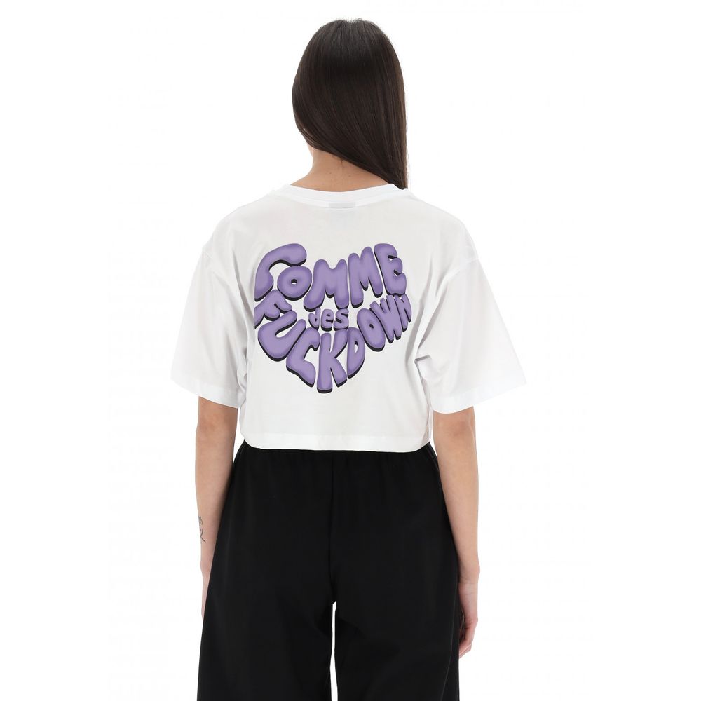 White Cotton Women T-Shirt-Comme Des Fuckdown-LabelTerrace.com