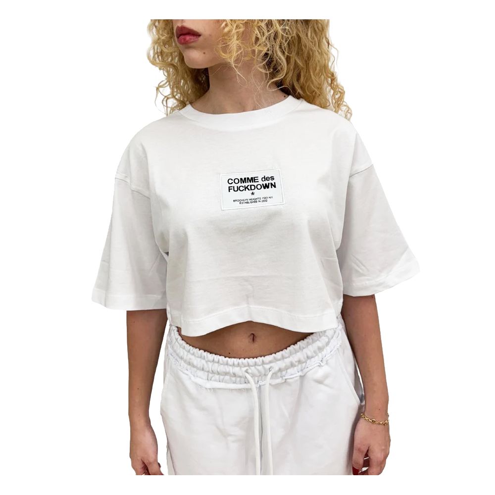 White Cotton Women T-Shirt-Comme Des Fuckdown-LabelTerrace.com