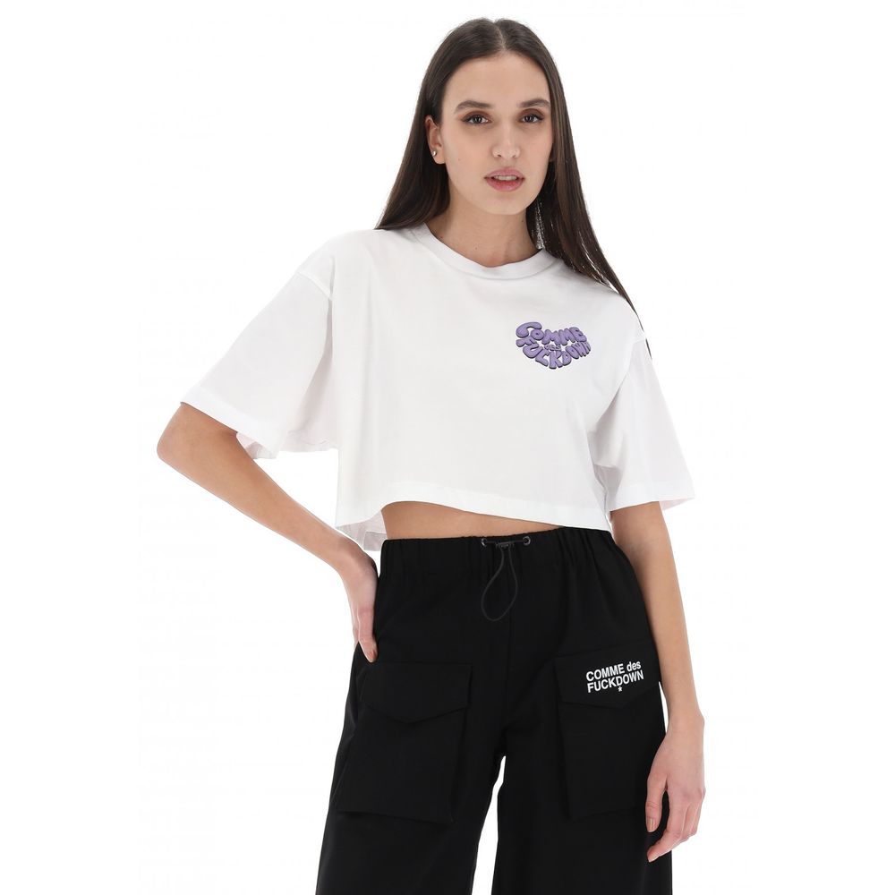 White Cotton Women T-Shirt-Comme Des Fuckdown-LabelTerrace.com