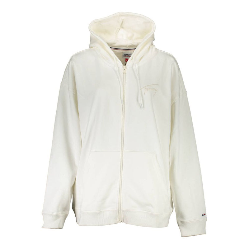 White Cotton Women's Hoodie-Tommy Hilfiger-LabelTerrace.com
