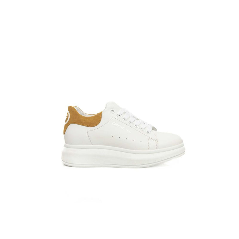 White Cowhide Women Platform Sneaker-Cerruti 1881-LabelTerrace.com
