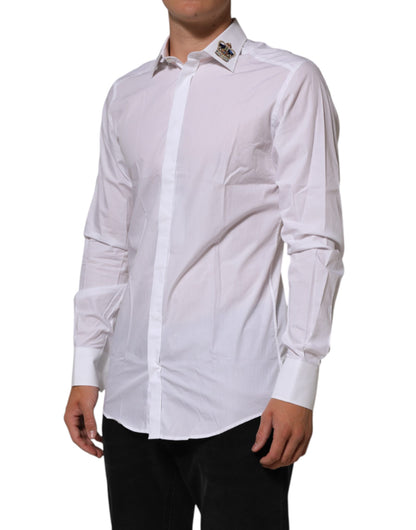White Crown Collared GOLD Formal Dress Shirt