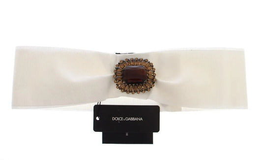 White Crystal Brass Wide Waist Runway Belt-Dolce & Gabbana-LabelTerrace.com