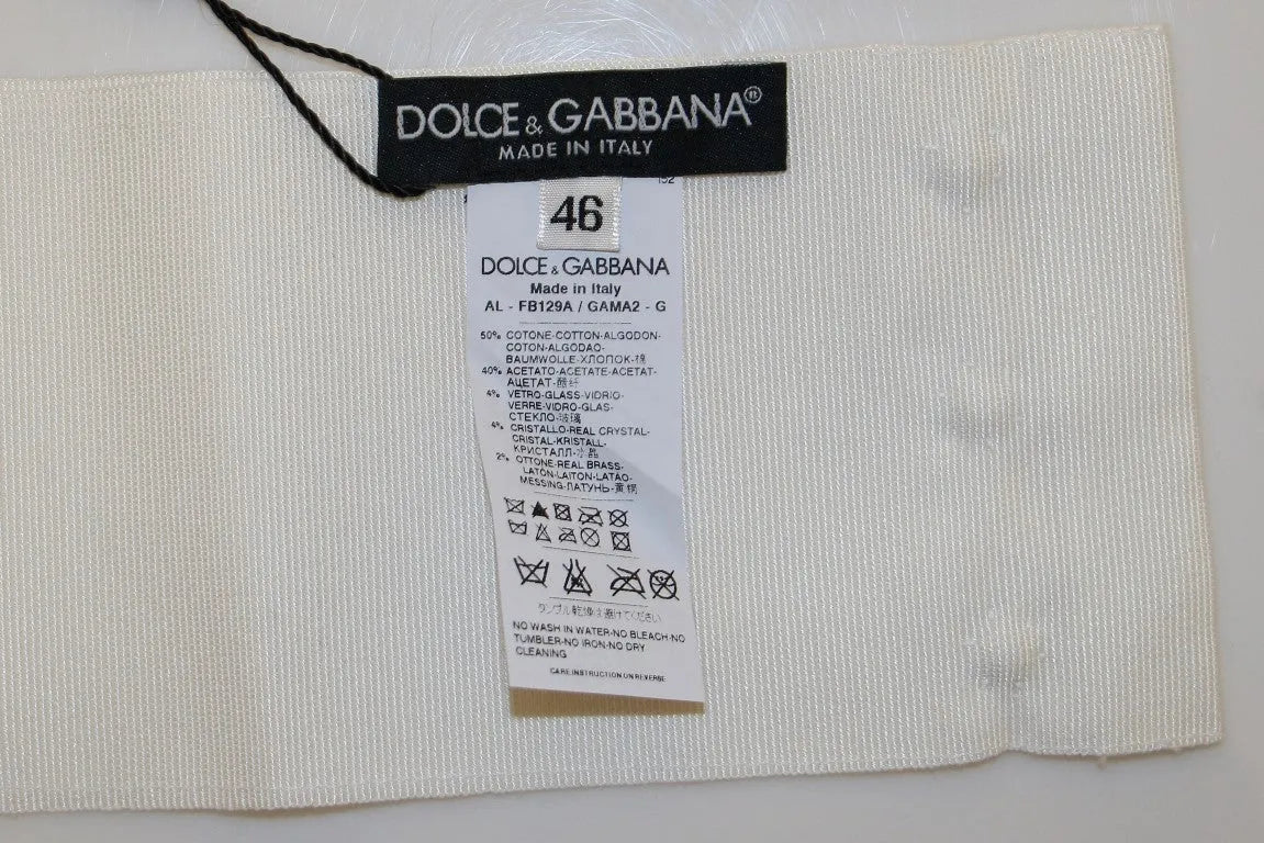 White Crystal Brass Wide Waist Runway Belt-Dolce & Gabbana-LabelTerrace.com