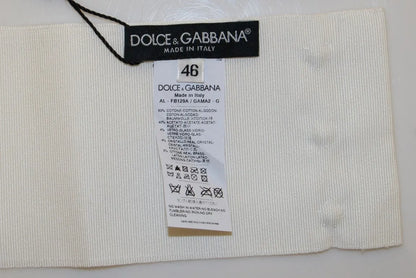 White Crystal Brass Wide Waist Runway Belt-Dolce & Gabbana-LabelTerrace.com