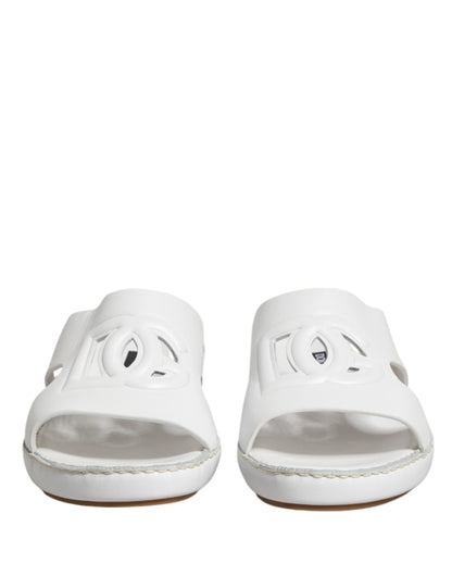 White DG Cutout Slides Slippers Flats Shoes
