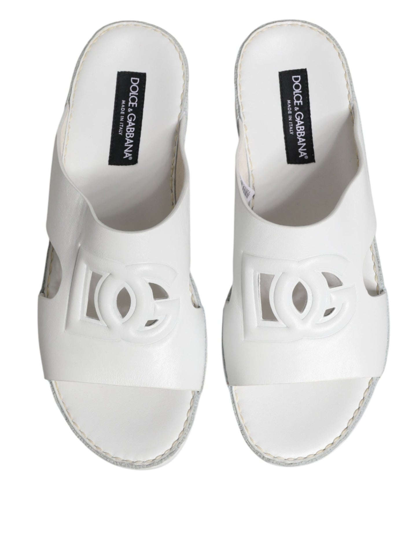 White DG Cutout Slides Slippers Flats Shoes