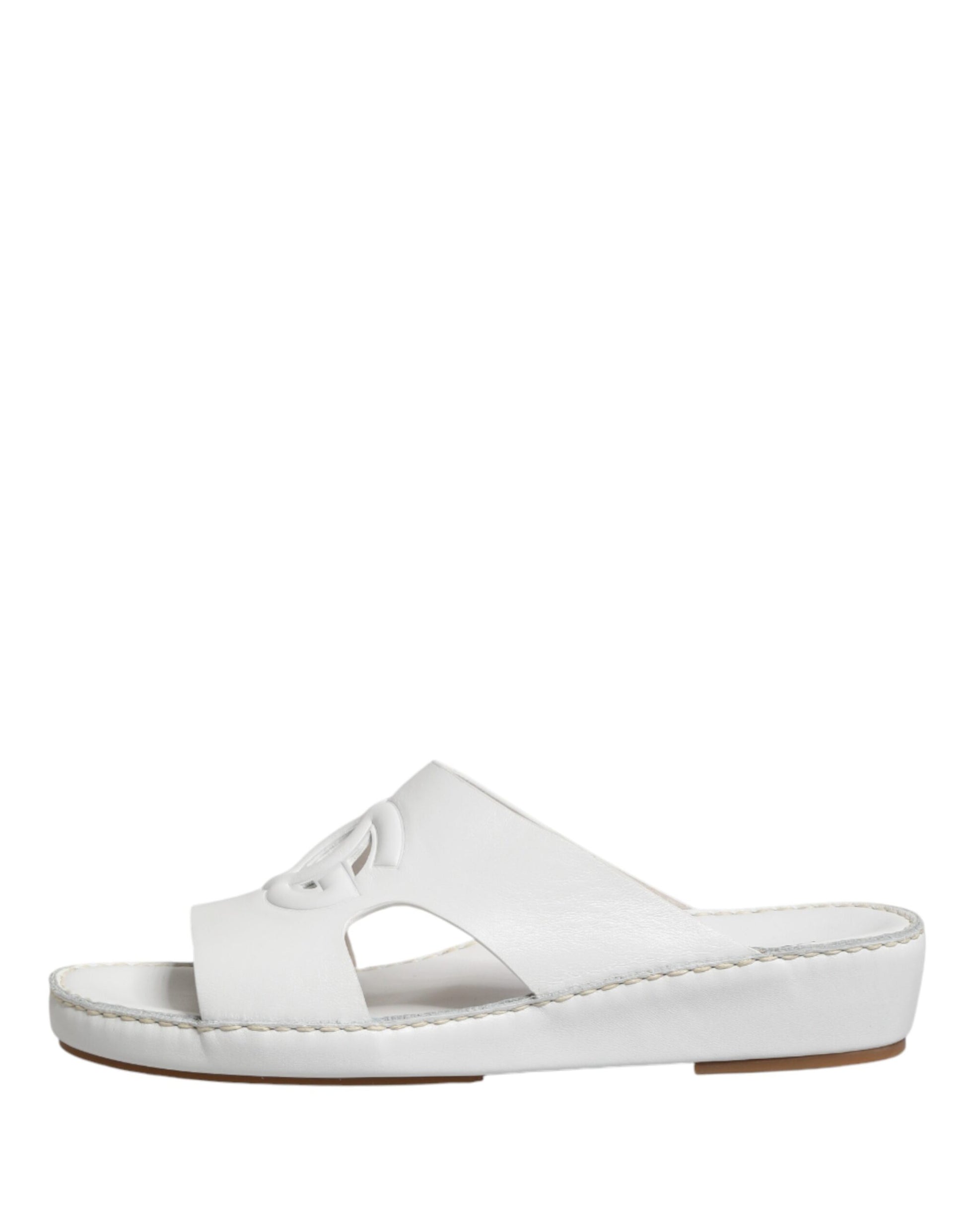 White DG Cutout Slides Slippers Flats Shoes