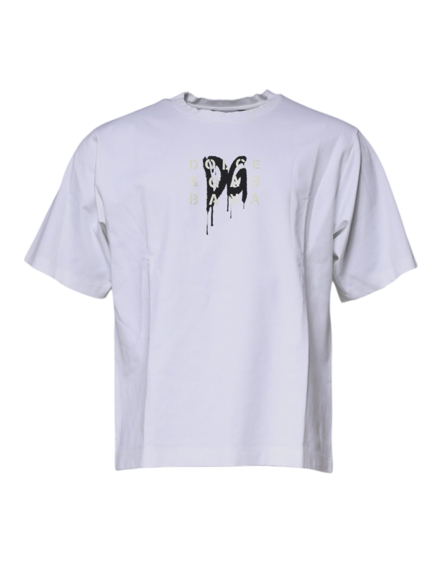 White DG Logo Cotton Crew Neck T-shirt-Dolce & Gabbana-LabelTerrace.com