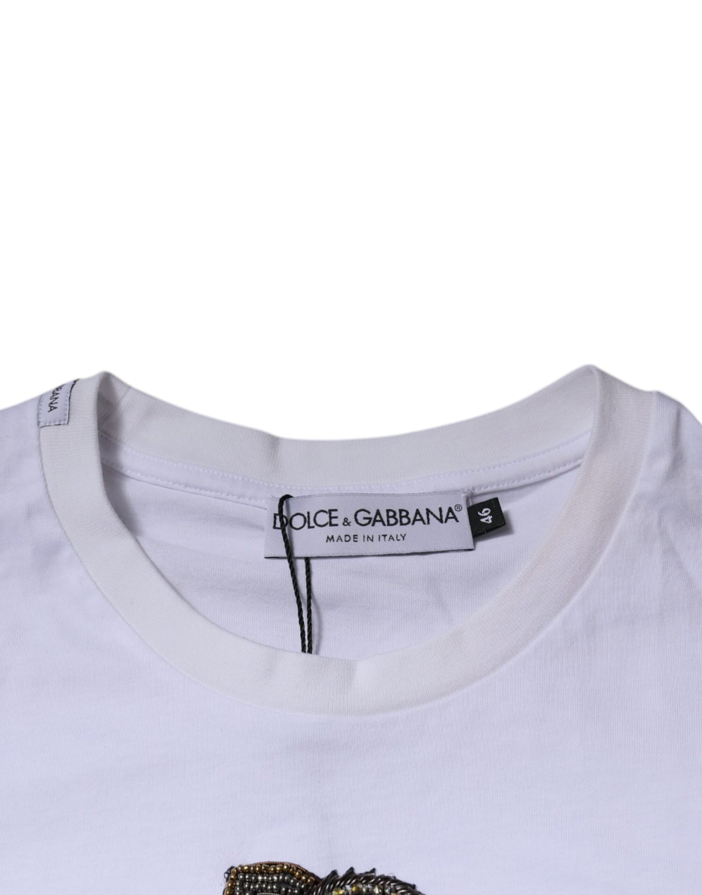 White DG Logo Cotton Crew Neck T-shirt-Dolce & Gabbana-LabelTerrace.com