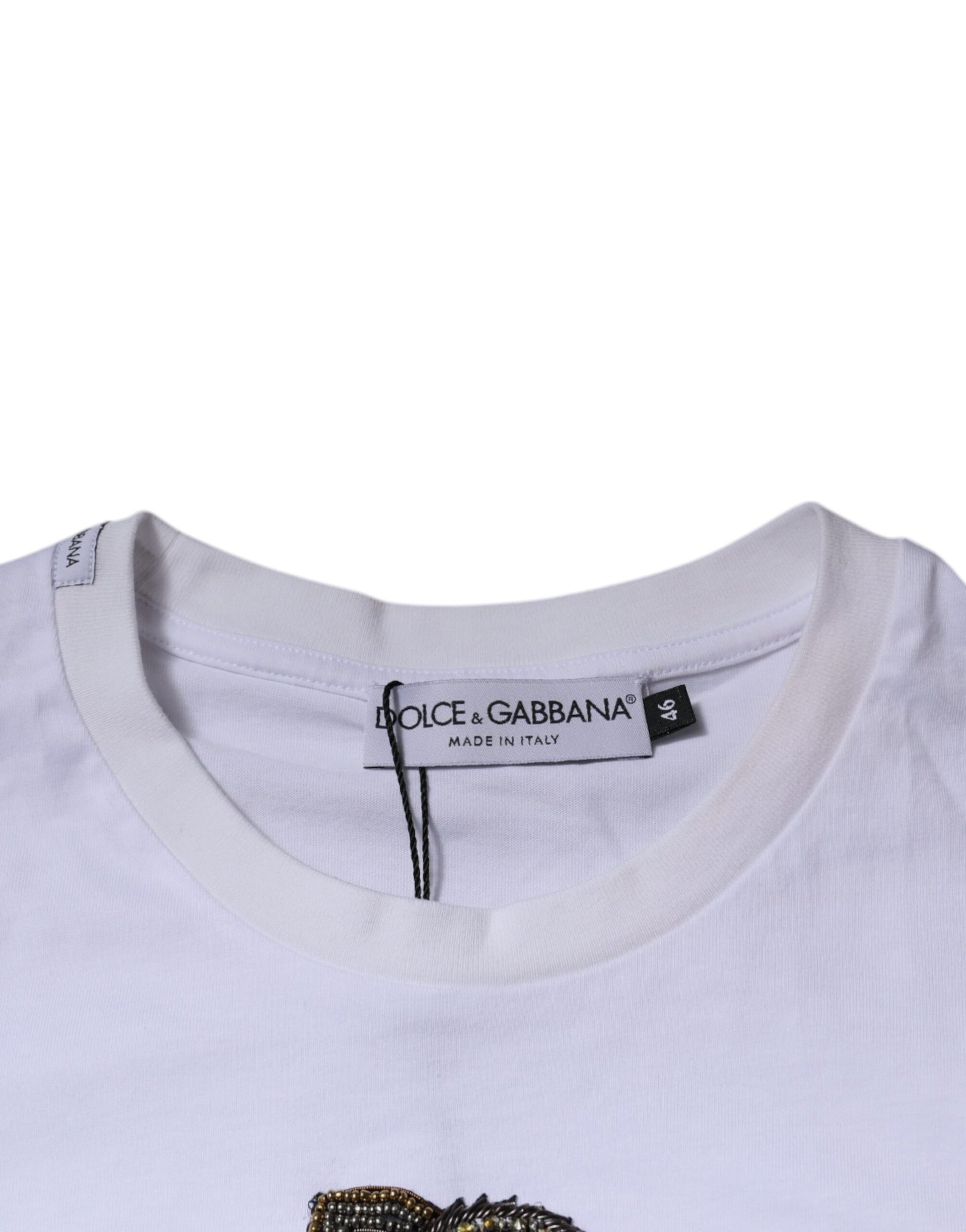 White DG Logo Cotton Crew Neck T-shirt-Dolce & Gabbana-LabelTerrace.com
