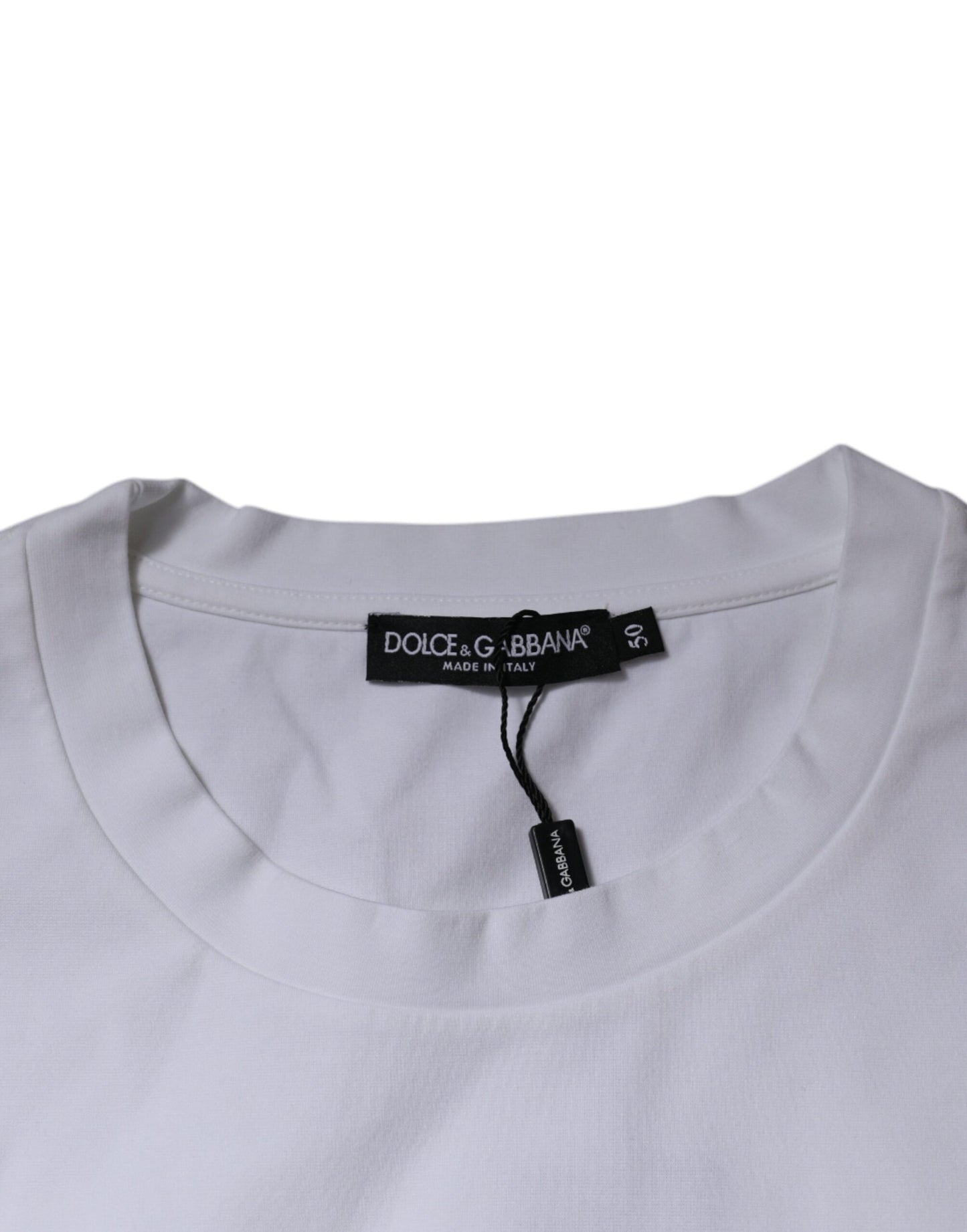 White DG Logo Cotton Crew Neck T-shirt-Dolce & Gabbana-LabelTerrace.com