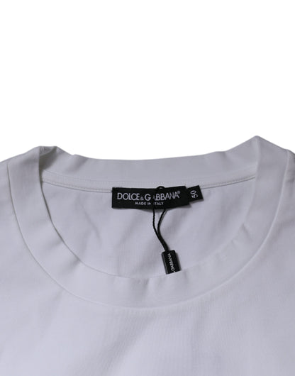 White DG Logo Cotton Crew Neck T-shirt-Dolce & Gabbana-LabelTerrace.com