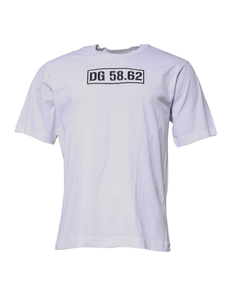 White DG Logo Cotton Crew Neck T-shirt-Dolce & Gabbana-LabelTerrace.com