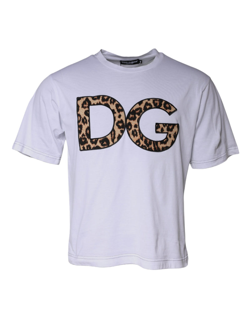 White DG Logo Cotton Shorts Sleeves T-shirt-Dolce & Gabbana-LabelTerrace.com